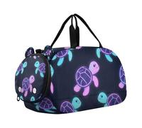 Cartoon Cute Colorful Neon Fluorescent Turtle Kids Cute Gym Bag with Shoes Compartment Multifunctional Personal Item Travel Bag for School Practice, Sports, Travel