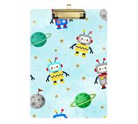 Cartoon Cute Colorful Robots A4 clipboard Portfolio Hard Board Colorful clipboards for 5th Grade Classroom Essentials for Teachers Size 9 x 12