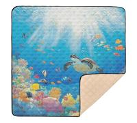 Cartoon Cute Colorful Sea Turtle World Soft Thick mat for Baby to Play on Floor for Indoor Outdoor Washable Foldable Tummy Time Mat for Babies Infants Toddlers, 50'' x 50''para juegos