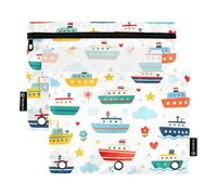 Cartoon Cute Colorful Ship Binder Pencil case with Clear Window Pencil Bag in Assorted Colors Pockets 3 Hole Punched School Class Office Organizers Multicolored 2 PCS