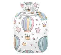 Cartoon Cute Colorful Stars Hot Air Balloon hot-Water Bottle with Soft Cover, 2L Water Bags for Neck and Shoulder Pain Relief, Neck and Shoulder Pain Relief, Bolsa de calor para Dolor