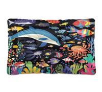 Cartoon Cute Colorful Underwater World Blue Whale Washable Dog Bed Mat Non-Slip Soft Comfortable Cat Kennel Crate Pad for Large Jumbo Medium Small Dogs 36" x 24"