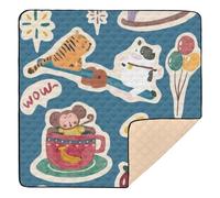 Cartoon Cute Colorful Zoo Large Stylish Baby Gym & Activity Mat for Floor Washable Kicking Mat for Baby Toddler Infant, 50'' x 50''