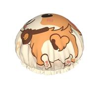 Cartoon Cute Corgi Dog Butt,Shower Cap Nightcap Double Layer Waterproof Elastic Bath Cap Reusable Hair Cap