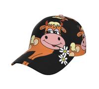 Cartoon Cute Cow Baseball Cap Dad Hat Sun Cap Adjustable Size Running Gym Golf Outdoor Tour Classic Unisex Black