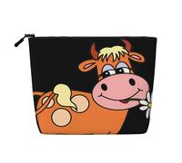 Cartoon Cute Cow Patterned Women's Cosmetic Bag, Single Layer Toiletry Bag, Suitable for Daily Storage, Travel, and Business Trips.