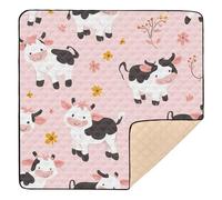 Cartoon Cute Cow Pink Cute Foldable Baby Play mat Activity Gym for Floor Waterproof Foldable Padded Play Mat for Babies Infants Toddlers, 50'' x 50''con Musica para Bebes