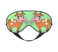 Cartoon Cute Cow Print Silk Like Sleep Eye Mask Comfortable Blindfold Adjustable Soft Eye mask for Sleep