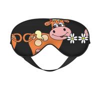 Cartoon Cute Cow Printing Reversible Design Sleep Mask, Ideal for Camping, Meditation & Shifts, Snug Fit,No Light Leakage