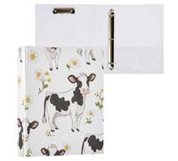 Cartoon cute cow white 3.8cm binder 3-rings with inner pockets 1/2 pack different binders 200 sheets