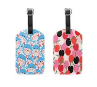 Cartoon Cute Crab Blue Cartoon Cute Cherry Red 2 Pcs Luggage tag Personalized Suitcase ID Tag Set for suitcases