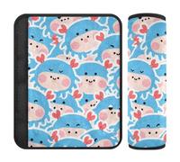 Cartoon Cute Crab Blue Seatbelt Shoulder Strap Cushion,Release Stress to Your Neck and Shoulders,seat Belt Cover for Truck Backpack Most Cars forro para cinturon de seguridad 2 Pack
