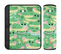 Cartoon Cute Crocodile Green 2 Pack Adult seat Belt Cover More Comfort Driving for Airplane funda para cinturón de carro