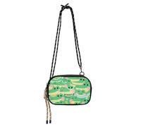 Cartoon Cute Crocodile Green Small Crossbody Bag for Women Waterproof with Credit Card Slots Black Handbag Take a walk bolso manos libres para mujer