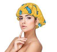 Cartoon Cute Crocodile Yellow Satin Silk Bonnet for Sleeping Women, Double Layer Adjustable Satin Hair Bonnet Night Sleep Cap for Curly Hair