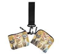 Cartoon Cute Devon Rex Cats Realistic Style Dual Coin Purse Credit Card Holder Wallet Slim Portable Identity Card Protector with Wristlet Strap for Daily Use 2 Packs, cartoon cute Devon Rex cats