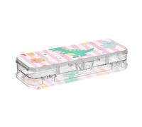 Cartoon Cute Dinosaur ROCKETS Designed Plastic Pencil Box Clear Double-Deck Pens Casransparent Hard For School With Snap-Tight Lid