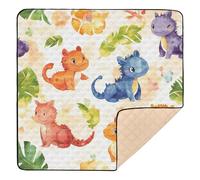 Cartoon Cute Dinosaurs Soft Thick Baby Play mat Foldable for Floor Non-Toxic Foldable Activity Entertainment Mat for Babies Infants Toddlers, 50'' x 50''gimnasio para Bebes recien