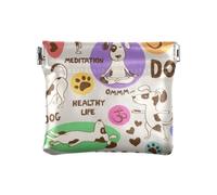 Cartoon Cute Dog Doing Yoga Women's Small Leather Coin Purse Portable Card Cases Money Organizers for Woman Girl, Dog Doing Yoga, 4.33"(L) x 3.74"(W) x 0.39"(H), Classic