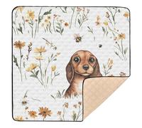 Cartoon Cute Dog Floral White Large Non-Slip Baby Gym & Activity Mat for Indoor Outdoor Comfortable Baby Kick Crawling Mat for Baby Kids Toddlers Infants, 50'' x 50''