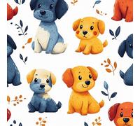 Cartoon Cute Dog Peel and Stick Wallpaper 0.52×10 m Removable Self Adhesive Leaves Animal Contact Paper Sticky Back Thicken Waterproof Matte Wall Paper for Living Room Bedroom Furniture Decorate