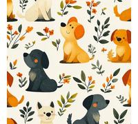 Cartoon Cute Dog Self Adhesive Wallpaper Leaves Animal Contact Paper Peel and Stick Wallpaper Thicken Waterproof Matte with Sticky Back Canvas Wall Cabinets Furniture Stickers Decorate 0.4×20 m