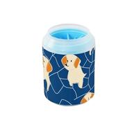 Cartoon Cute Dogs Blue Pattern Reusable Paw Washer Cup Soft Silicone Brush Pets Bathing Brush for Small Medium Dogs and Cats