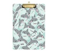 Cartoon Cute Dolphin Grey A4 Plastic clipboards Transparent clipboard Set for Nurses Home Contractor Size 9 x 12