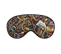 Cartoon Cute Doodles Classical Music Sleep Mask Night Cover Eye for Women Men BlockLight for Airplane Travel Nap Adjustable Strap