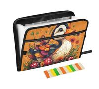 Cartoon Cute Duck Colorful Expandable File Pocket 13 Pockets A4 Letter Size with Zipper Closure for Hanging Expandable File