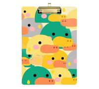 Cartoon Cute Duck Yellow Green Acrylic Nurse clipboard Standard Letter A4 Size Standard Hole for Nurses Home Contractor Gold 12x9in Tabla para escribir con Clip