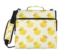 Cartoon Cute Ducks Pattern 3 Ringing Sturdy Zipper Binder with Handle Multi-Pocket Documents Files Storage Bag for Middle School