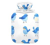 Cartoon Cute Eastern Bluebird Birds White hot Waterbottle with Soft Cover, 2Lwarm Compress for Period Cramps,Neck and Shoulder Pain Relief,Bolsa para agua Caliente para Dolor