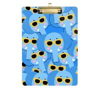 Cartoon Cute Elephant Blue Acrylic auto clipboard Standard Letter A4 Size Hard Board for Softball Coaches clipboard Teacher Gold 12x9in Tabla para escribir