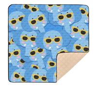 Cartoon Cute Elephant Blue Large Sturdy Baby Gym & Activity Mat for Floor Comfortable Baby Crawling Mat for Baby Kids Toddlers Infants, 50'' x 50''