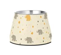Cartoon Cute Elephants and Stars Pastel Color Bowl for Pets Elevated Stainless Steel Cat Food Dishes for Loving Pet Whisker Relief