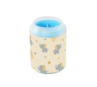 Cartoon Cute Elephants and Stars Portable Pet Foot Cleaner with Silicone Brush Soft Feet Grooming Supplies for Small Medium Dogs & Cat Breeds
