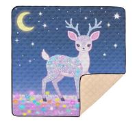 Cartoon Cute Fake Sequin Fawn Cute Foldable Baby Play Mat for Floor Non-Toxic Baby Play Tummy Time Mat for Baby Toddler Infant, 50'' x 50''