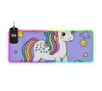 Cartoon Cute Fake Sequin Unicorn Wirel Charging Glowing Computer Mouse pad Anti Slip for Desk 35.4 x 15.7 in Mouse pad Charger mat