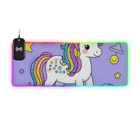 Cartoon Cute Fake Sequin Unicorn Wirel Charging Glowing Gaming Mouse pad entials desks 35.4 x 15.7 in Gaming Mouse mat