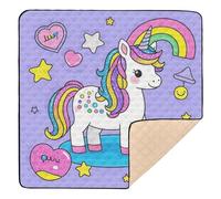 Cartoon Cute Fake Sequin Unicorns Cute Foldable Baby Activity Play Mat for Floor Washable Infant Play Mat for Babies Infants Toddlers, 50'' x 50''