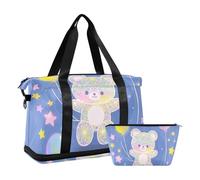 Cartoon Cute Fake Sequins Bear Travel Tote Gym Bag Carry on Weekender Overnight Bag with Toiletry Bag for Business Travel Waterproof, Cartoon Cute Fake Sequins Bear, 1 Size, Cartoon cute fake sequins