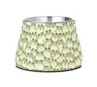 Cartoon Cute Fat Frogs Dogs Water Bowl Enhanced Stainless Steel Pets Dish Bowl for Small Pet Slow Down Eating