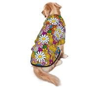 Cartoon Cute Flowers Print Dog Hoodie Pet Sweatshirt, Warm, Soft And Breathable Hooded Clothes For Medium To Large Dogs, Easy-To-Wear Design, For Winter And Fall
