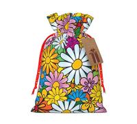 Cartoon Cute Flowers Printing 4.7x6.9 In Christmas Bag With Drawstring,Ideal For Adults To Wrap Gifts For Christmas Halloween