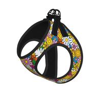 Cartoon Cute Flowers Service Dog Vest Reflective Adjustable Harness For Small Dogs Breathable Mesh Comfort Fit Easy To Wear Safety Leash Attachment