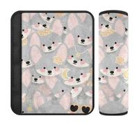 Cartoon Cute Fox Grey 2 pcs car Shoulder Pads for seat Belts Release Stress to Your Neck and Shoulders for Van accesorios para carro