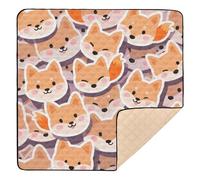 Cartoon Cute Fox Orange Large Sturdy Baby Play Mat for Indoor Outdoor Lightweight Travel Play Mat for Babies Infants Toddlers, 50'' x 50''