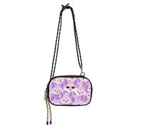 Cartoon Cute Fox Purple Mini Crossbody Bags Mens Trendy with Adjustable Strap Small Shoulder Bag Take a walk bolsas de mano para mujer