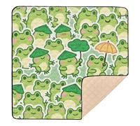 Cartoon Cute Frog Green Large Sturdy Baby Activity Play Mat for Floor Portable Tummy Time Mat for Babies Infants Toddlers, 50'' x 50''